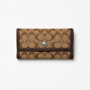 Coach Signature Checkbook Wallet Pre Owned